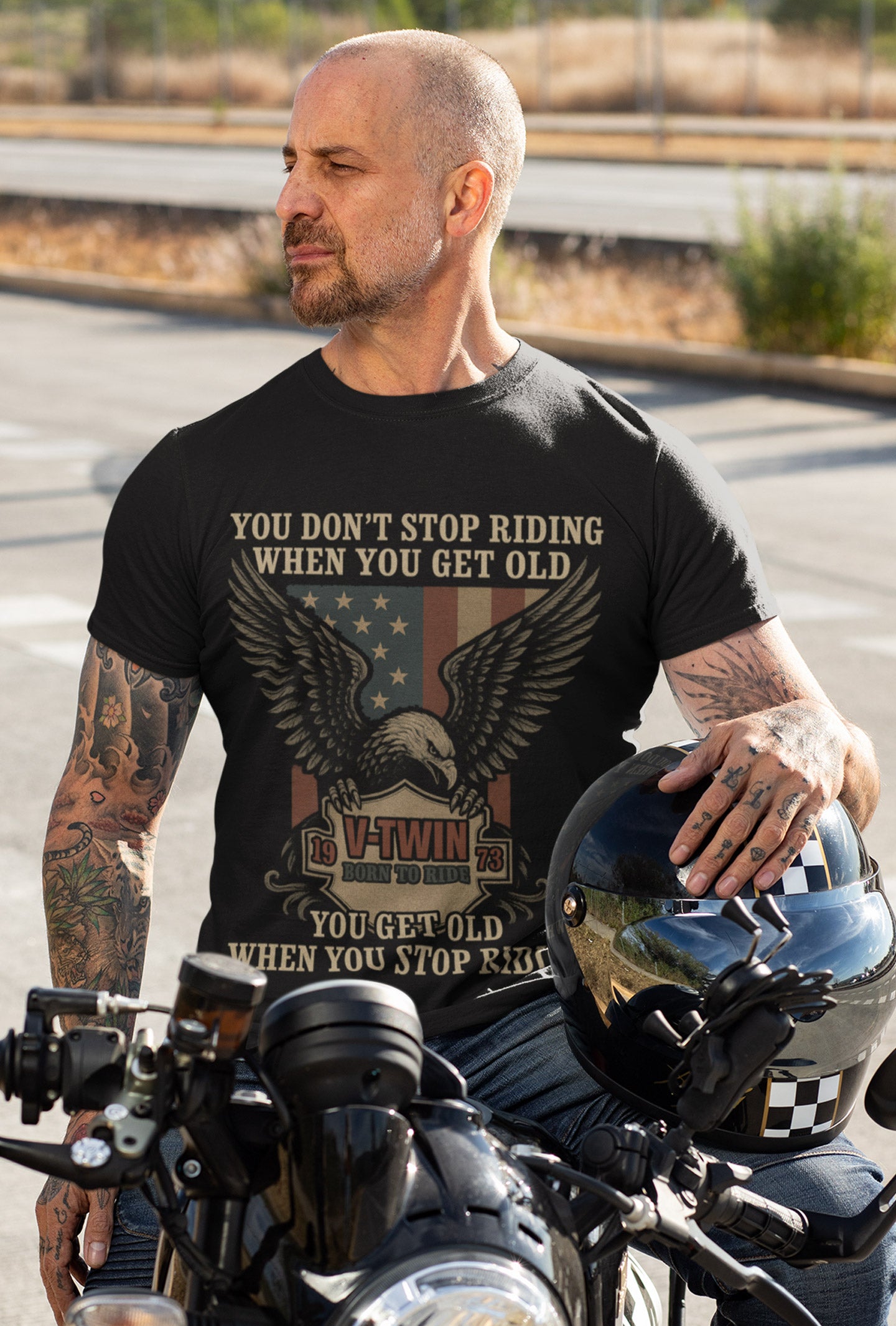 You Don’t Stop Riding – Eagle Biker T-Shirt