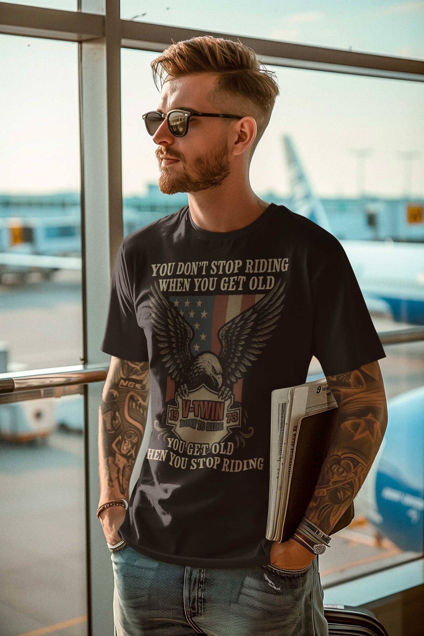 You Don’t Stop Riding – Eagle Biker T-Shirt
