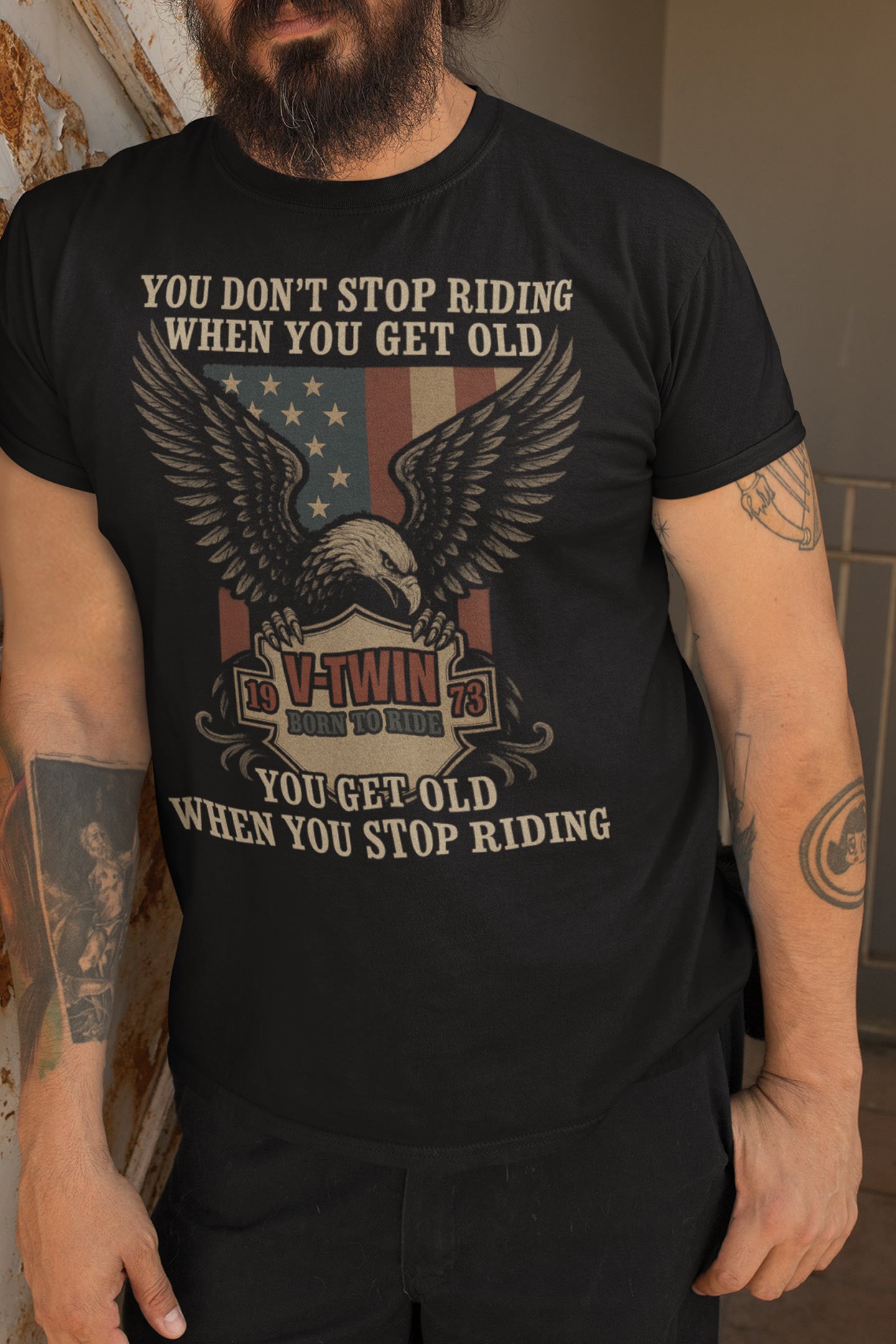 You Don’t Stop Riding – Eagle Biker T-Shirt