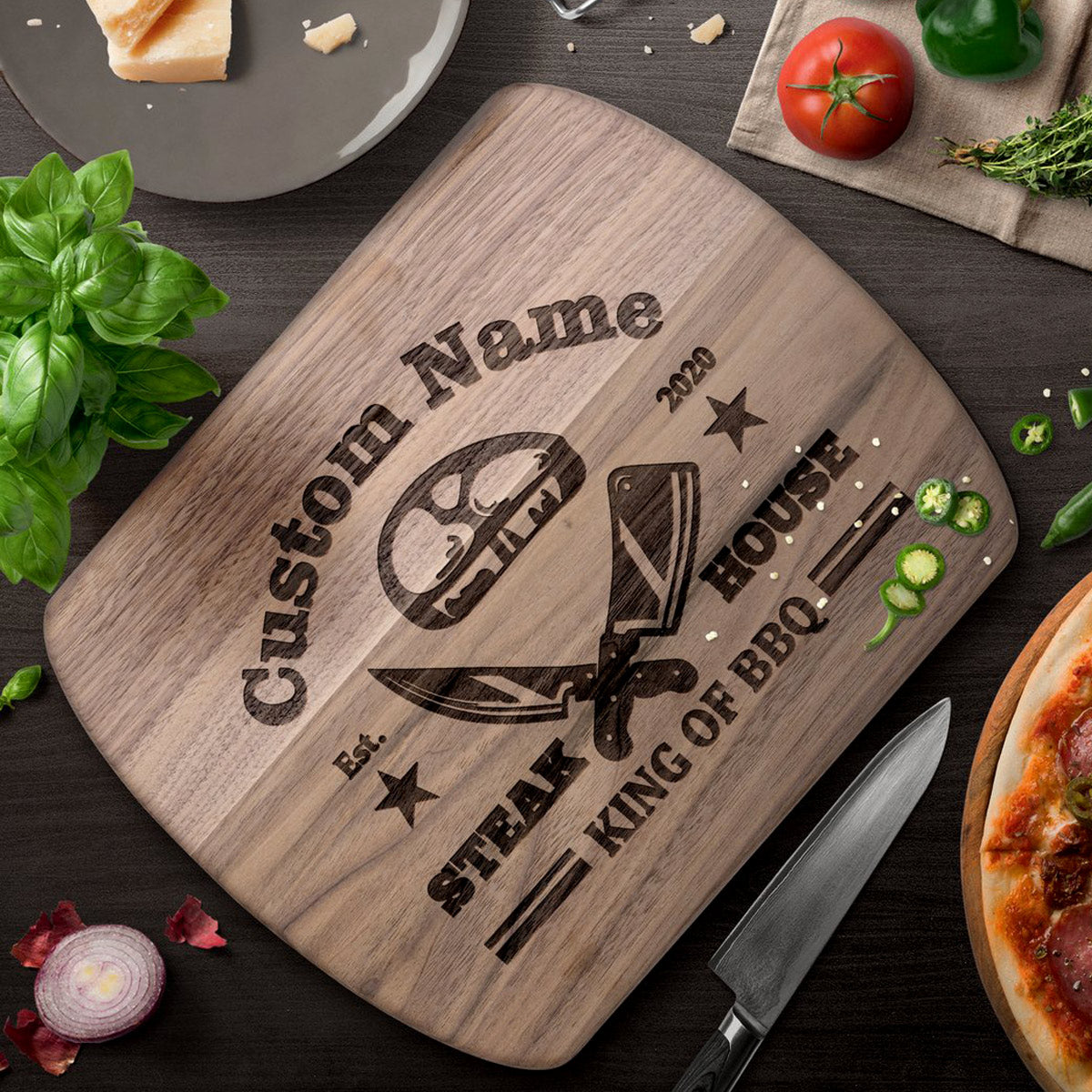 Custom Engraved cutting board for the King of BBQ