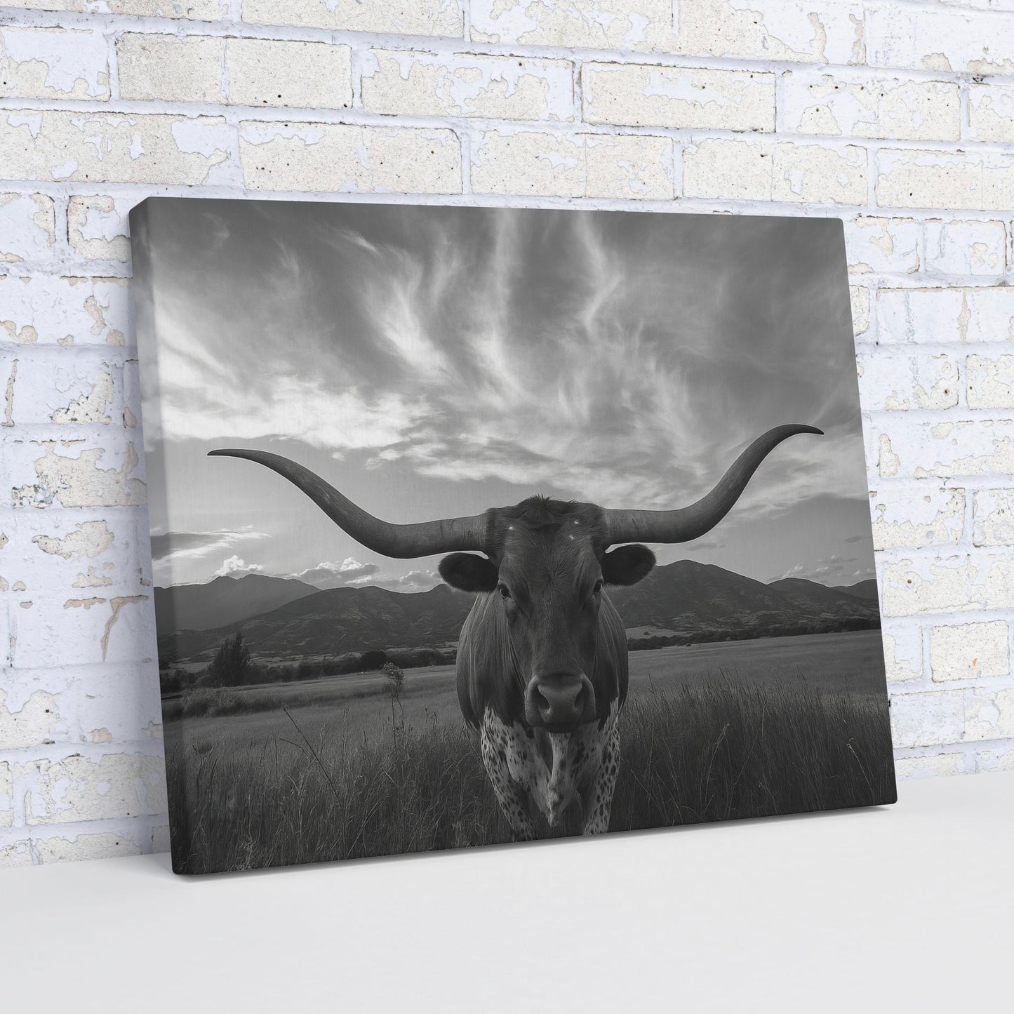Texas Longhorn Canvas Wall Art – 16" x 20"