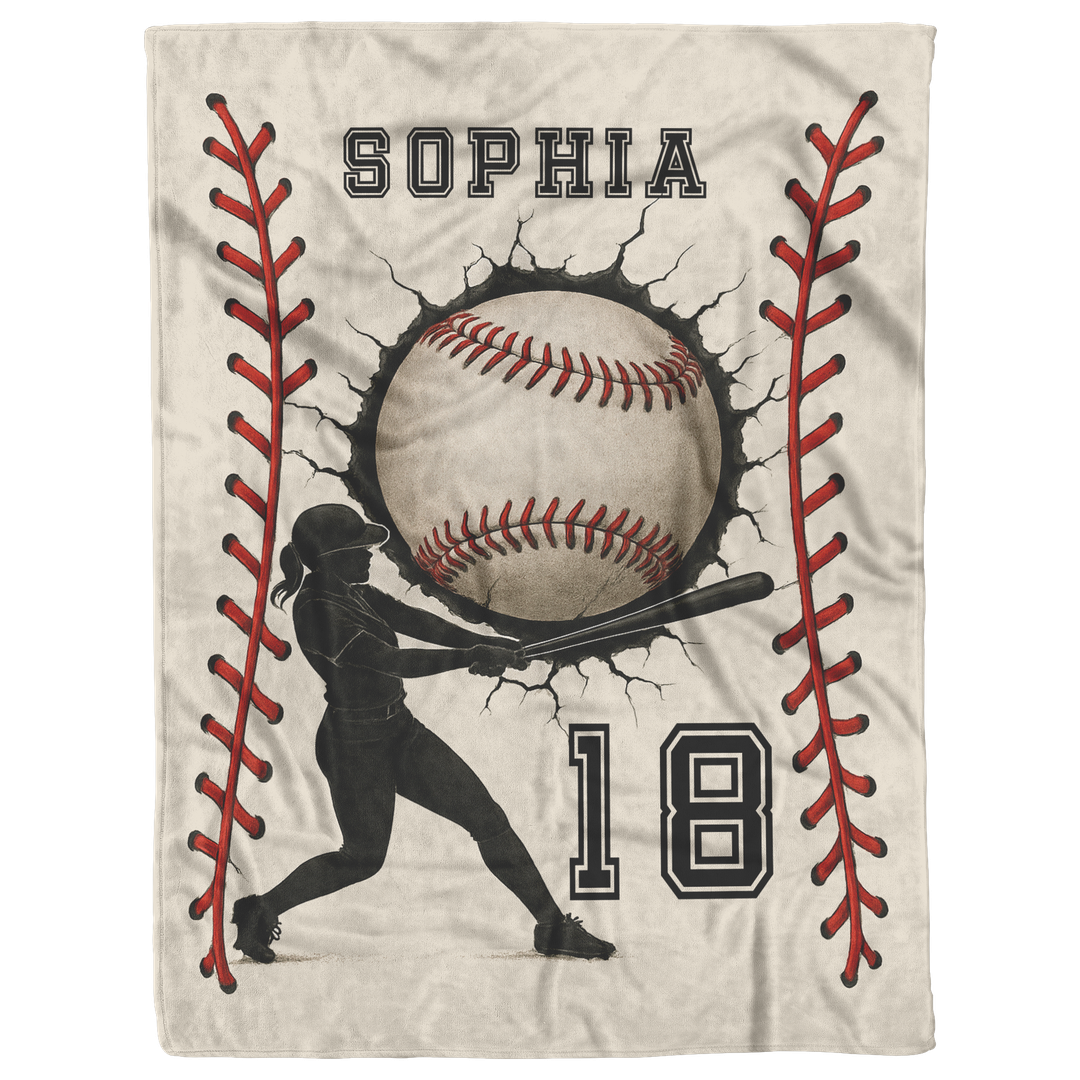 Personalized Baseball Blanket – Add Name & Number