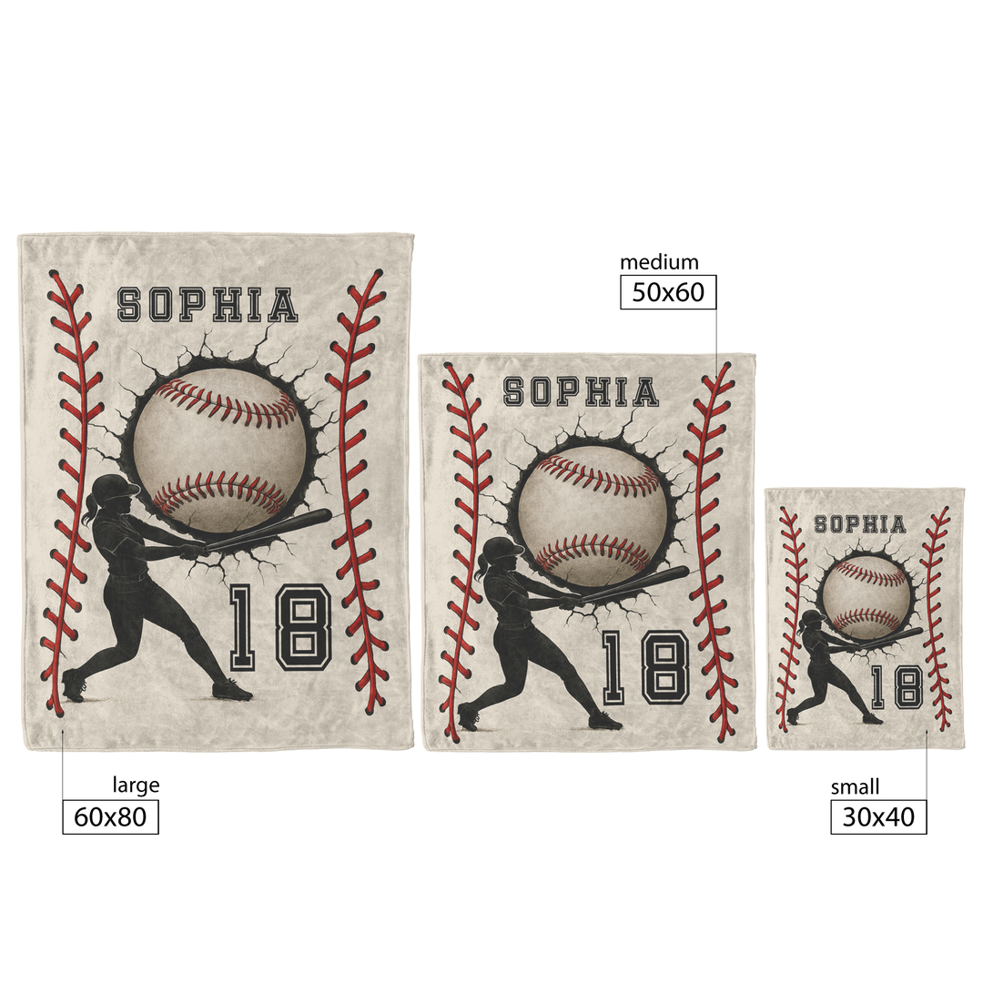 Personalized Baseball Blanket – Add Name & Number