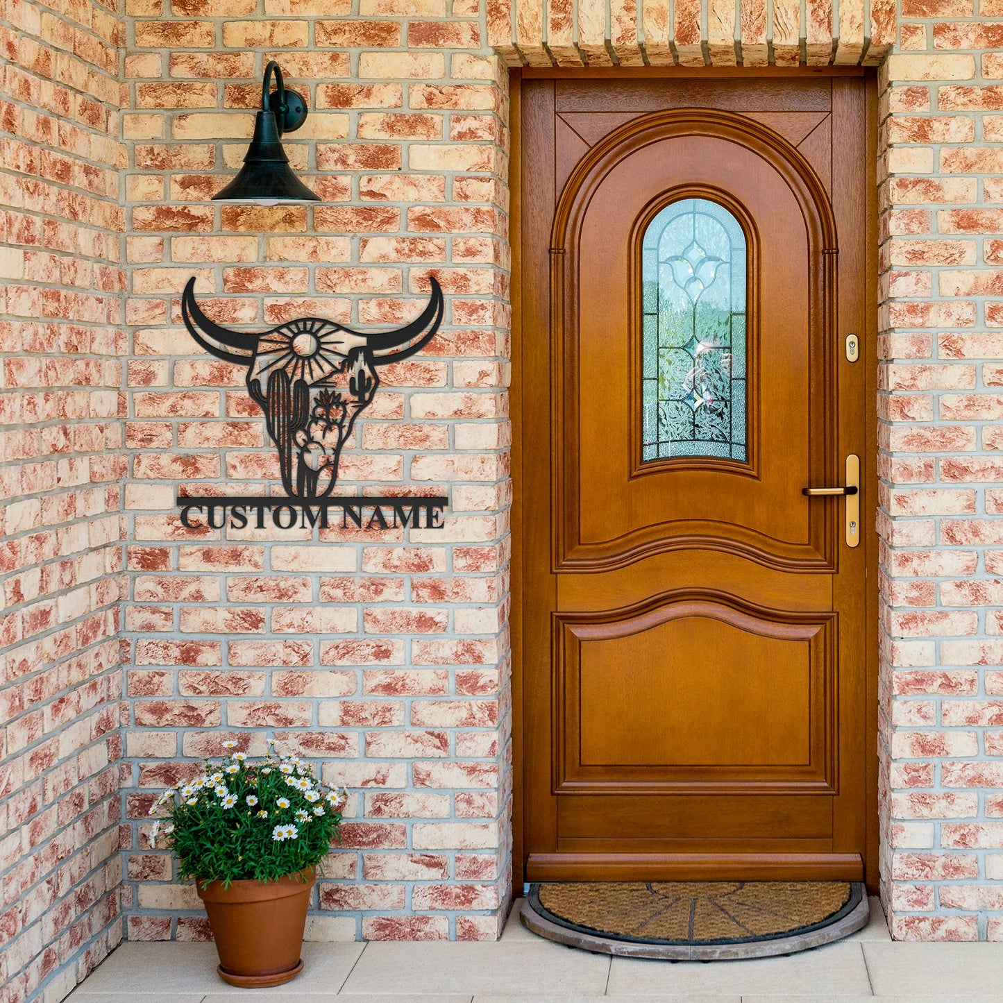 Custom Longhorn Skull Metal Sign