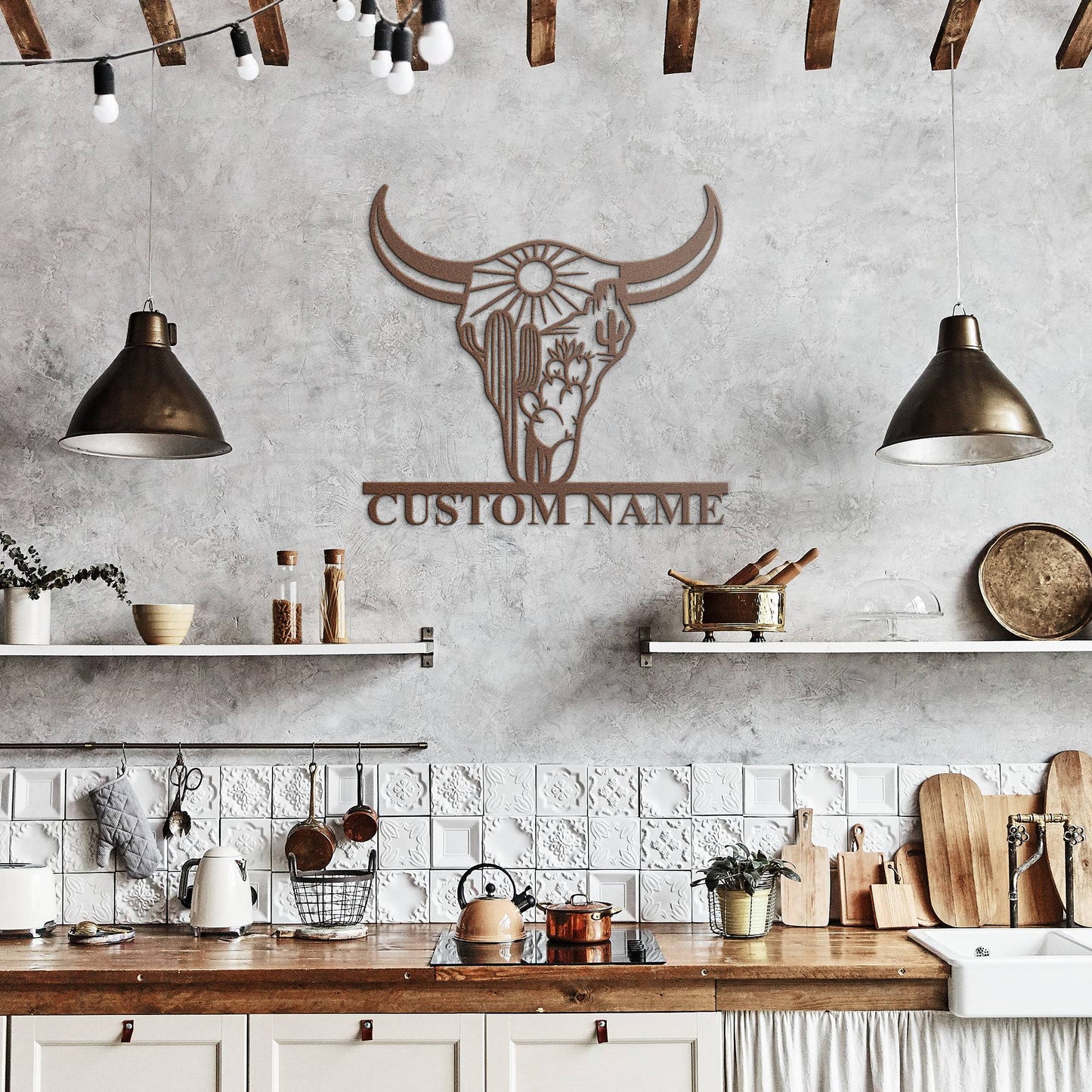 Custom Longhorn Skull Metal Sign