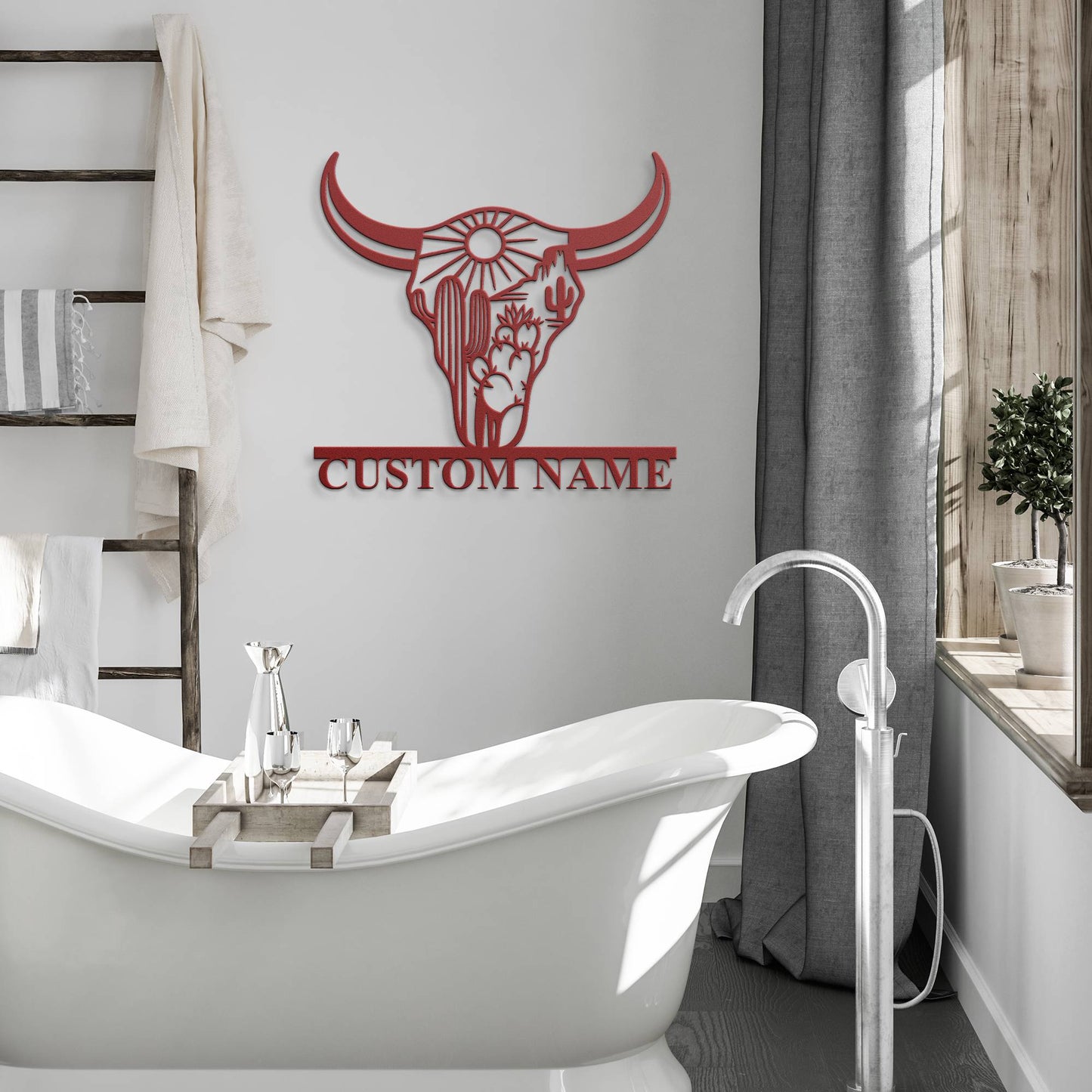 Custom Longhorn Skull Metal Sign