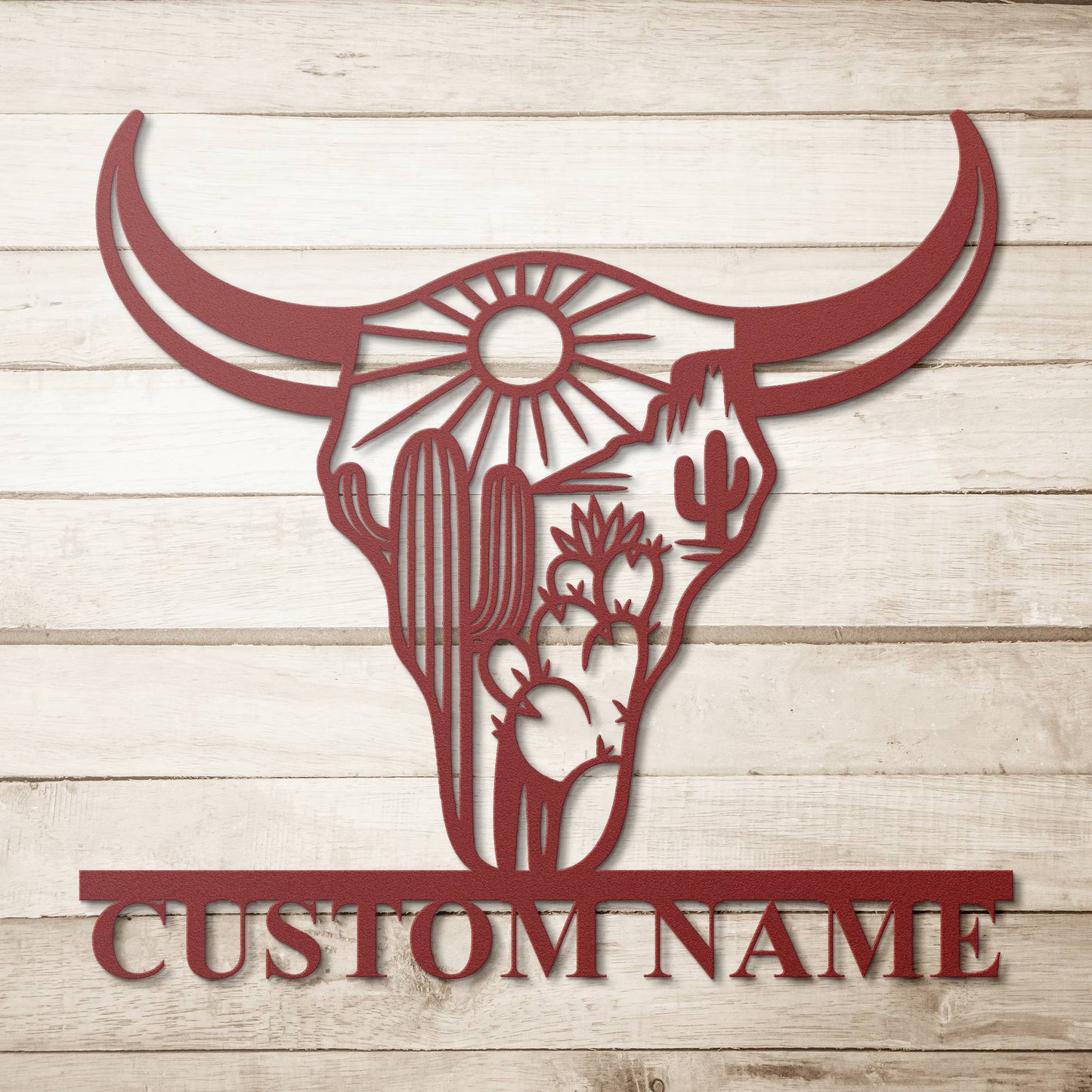 Custom Longhorn Skull Metal Sign