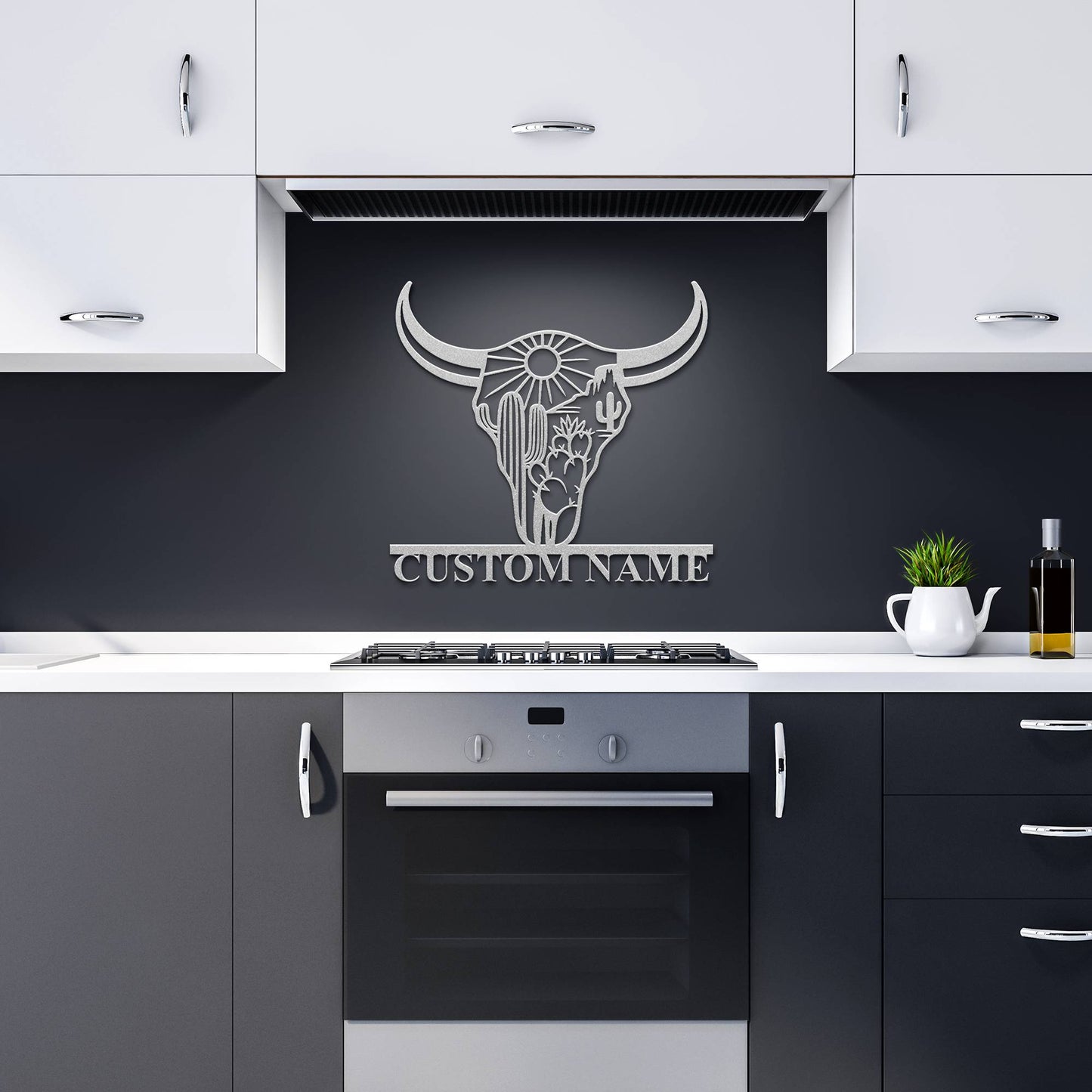 Custom Longhorn Skull Metal Sign