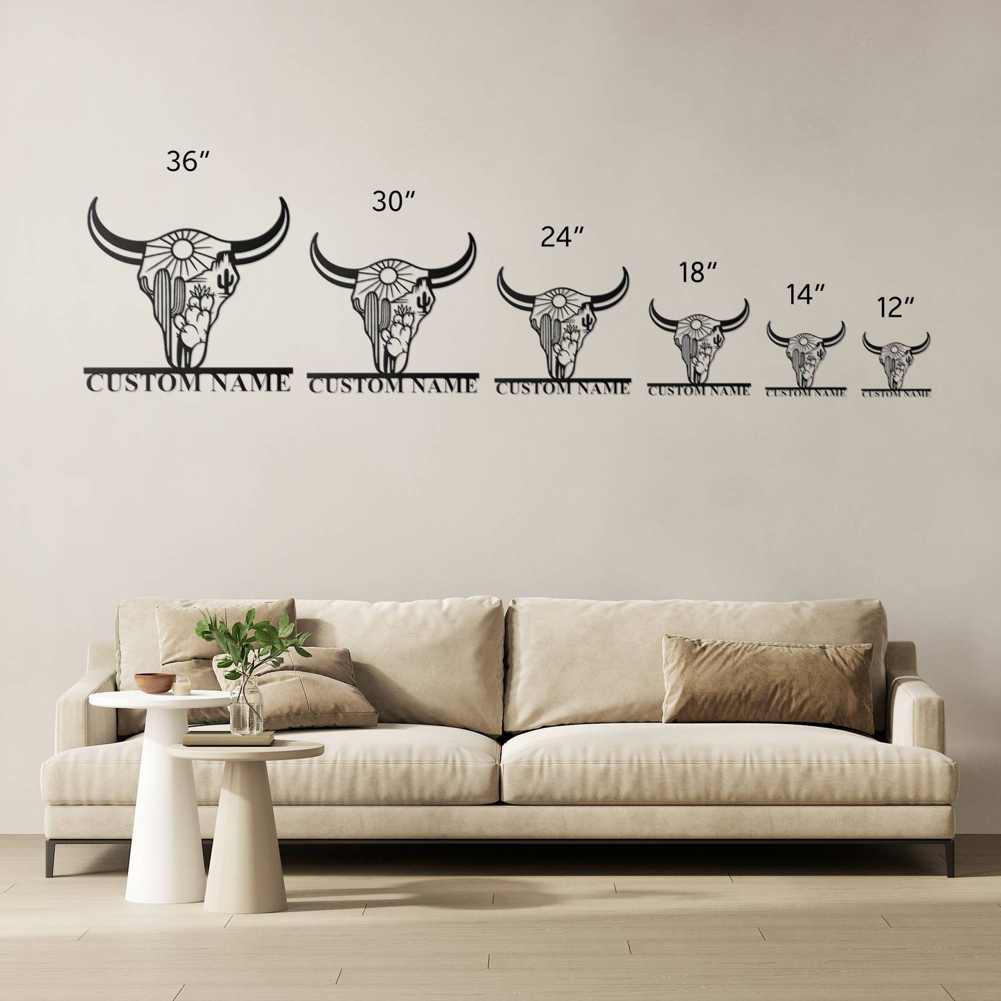 Custom Longhorn Skull Metal Sign