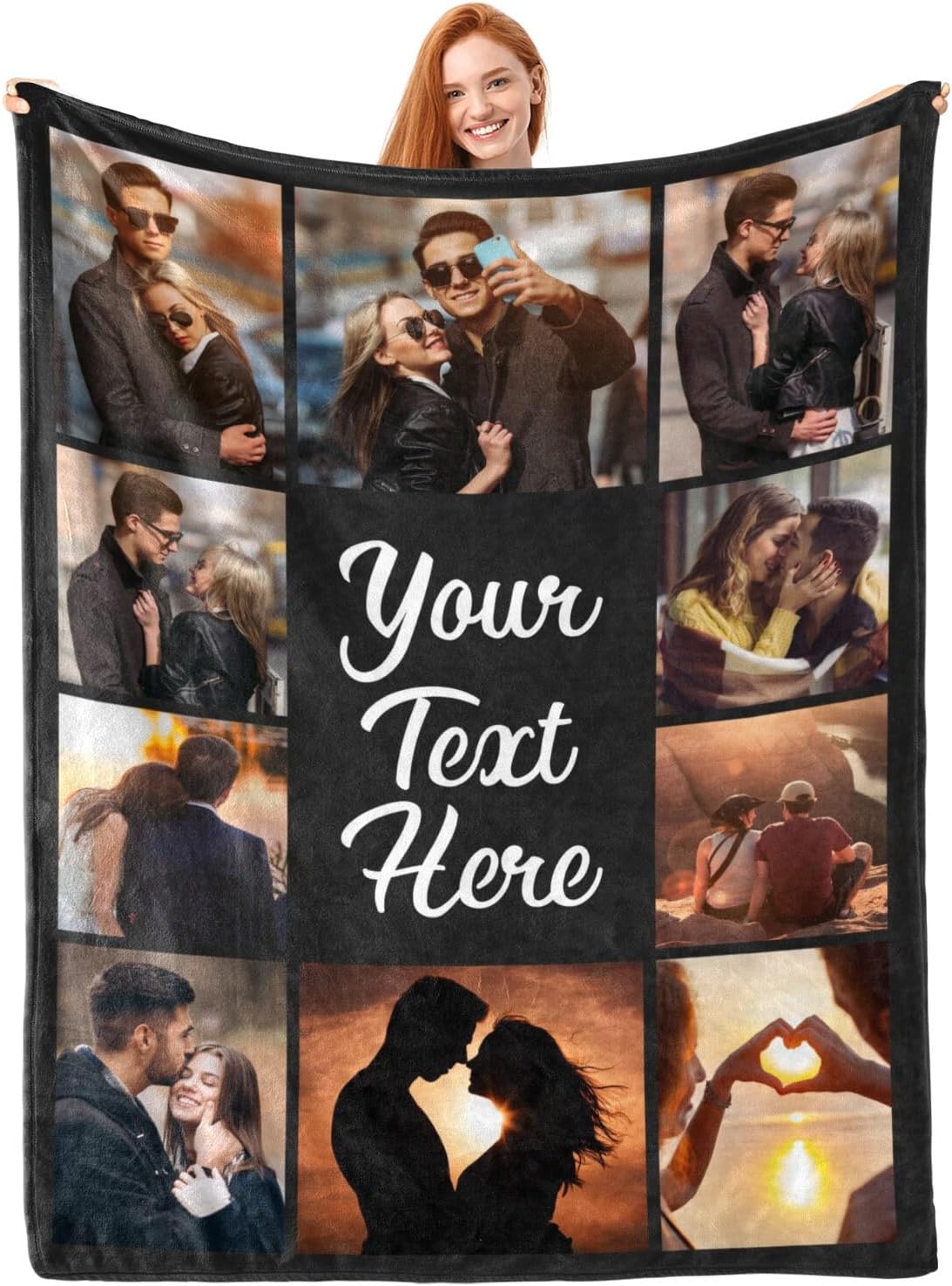 Custom Photo Collage Blanket – Personalized with Your Pictures & Words