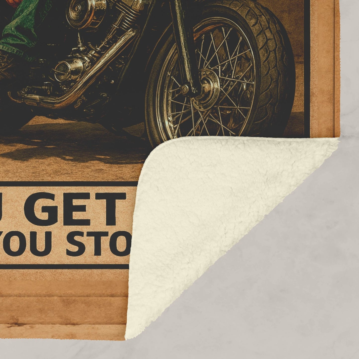 Biker Fleece Blanket – “You Don’t Stop Riding When You Get Old”