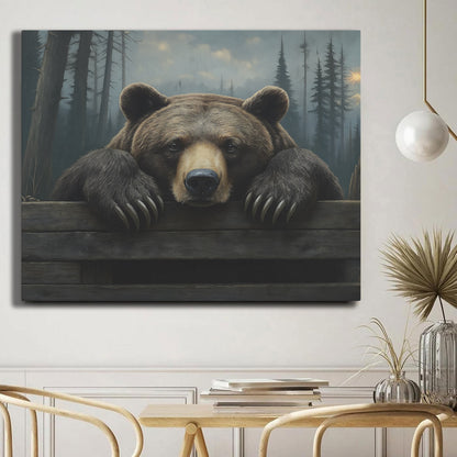 20" x 16" Bear Canvas Wall Art – Rustic Wildlife Decor for Home or Cabin