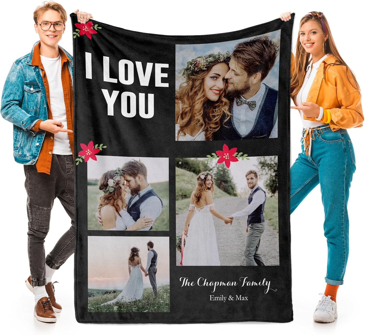 Custom Photo Collage Blanket – Personalized with Your Pictures & Words