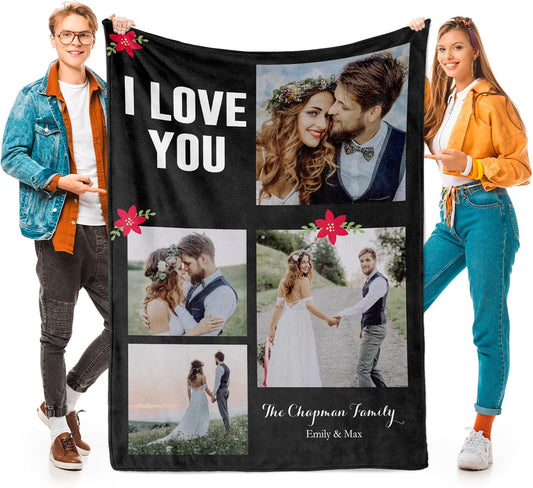 Custom Photo Collage Blanket – Personalized with Your Pictures & Words