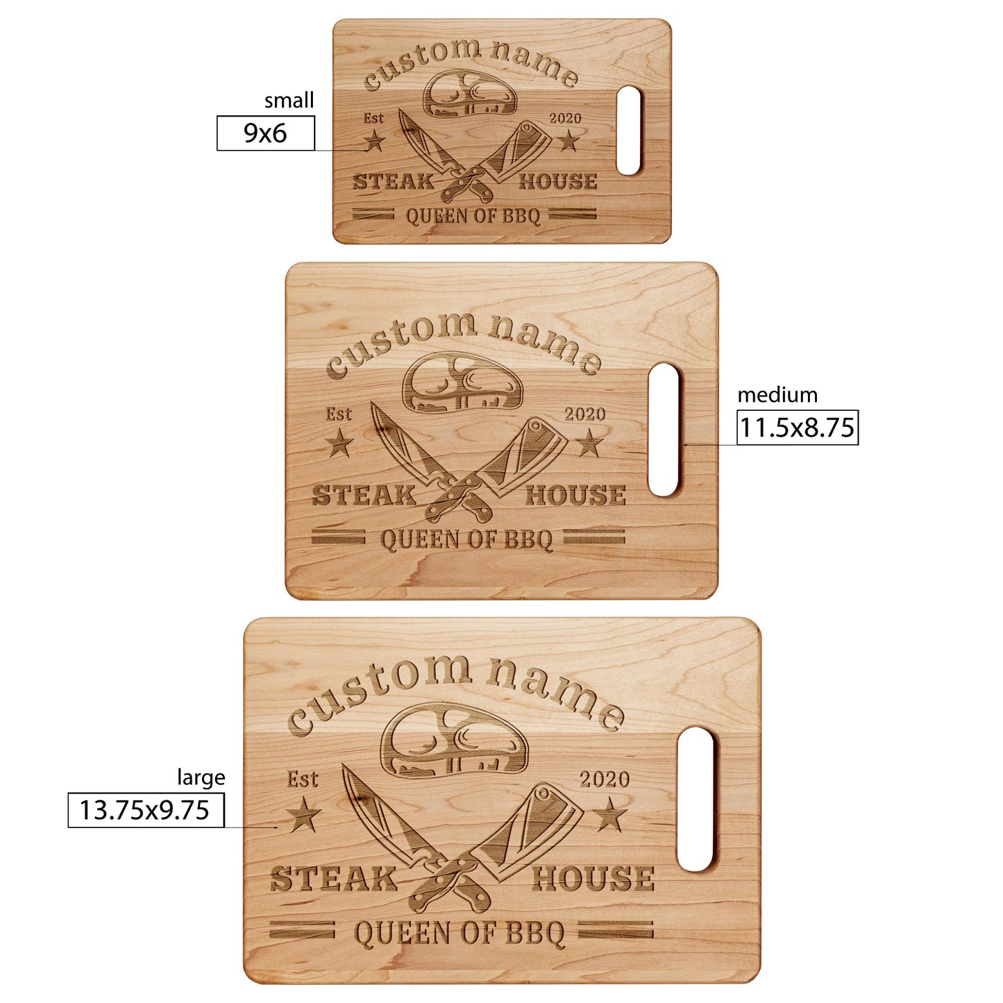 Queen of BBQ – Personalized Maple Cutting Board with Name & Date