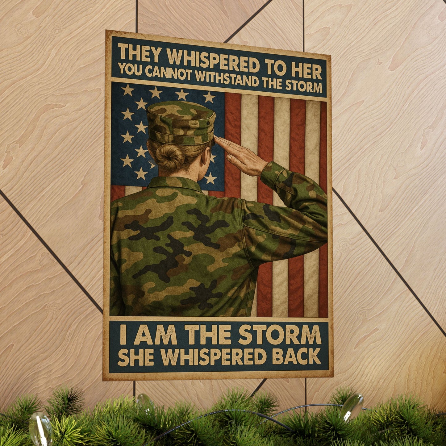 I Am the Storm” – Vertical Matte Poster (Unframed) – Military Woman Tribute