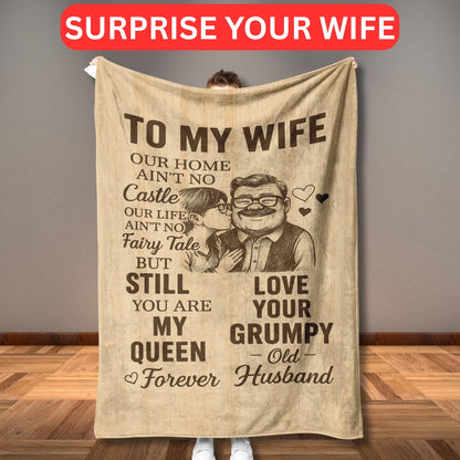 To My Wife – From Your Grumpy Old Husband" Fleece Blanket