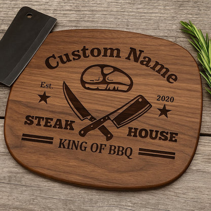Custom Engraved cutting board for the King of BBQ