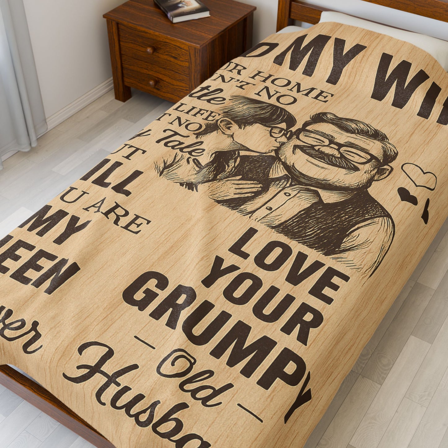 To My Wife – From Your Grumpy Old Husband" Fleece Blanket