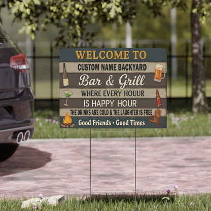 24x18 Custom Backyard Bar & Grill Sign – Double Sided