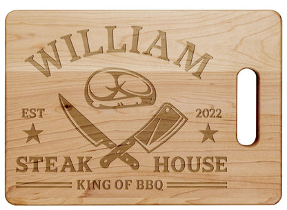 Personalized Cutting Board – Custom BBQ Design = NAME & DATE
