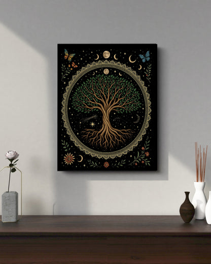 16"x20" – Moon Phase Tree of Life -  Premium Canvas Wall Art