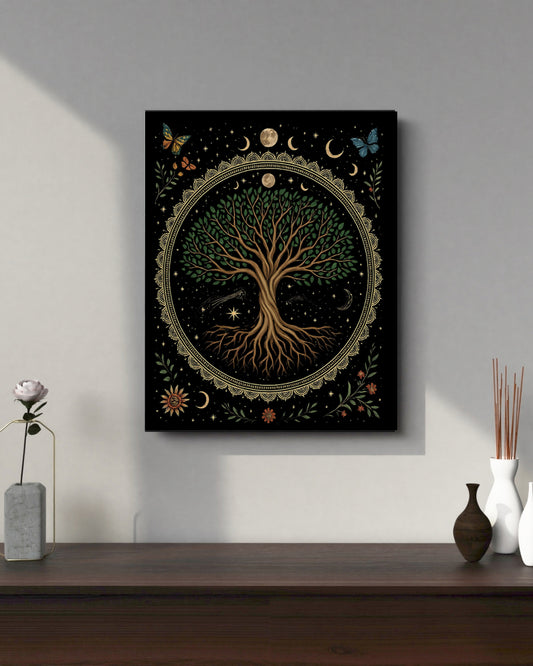 16"x20" – Moon Phase Tree of Life -  Premium Canvas Wall Art