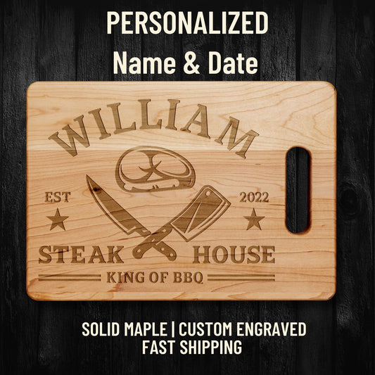 Personalized Cutting Board – Custom BBQ Design = NAME & DATE