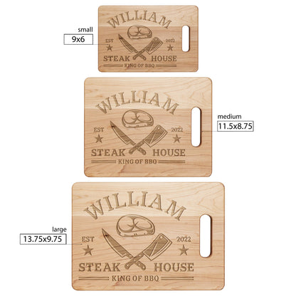 Personalized Cutting Board – Custom BBQ Design = NAME & DATE