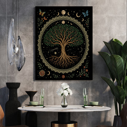 16"x20" – Moon Phase Tree of Life -  Premium Canvas Wall Art