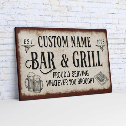 24"x36" Rustic Bar & Grill Sign – Custom Name & Est. Date