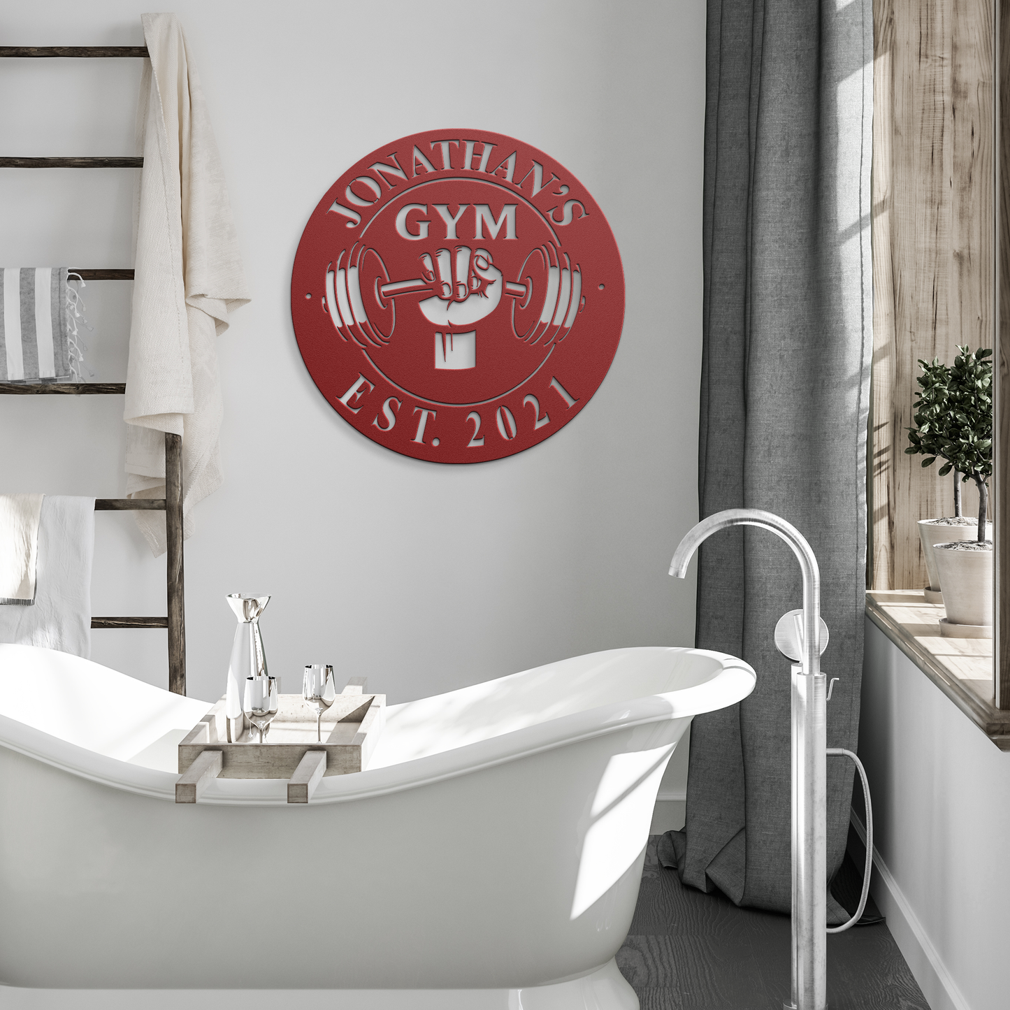 Personalized_Gym_Metal_Sign__For_True_Red_Modern_Bathroom_Mockup.png