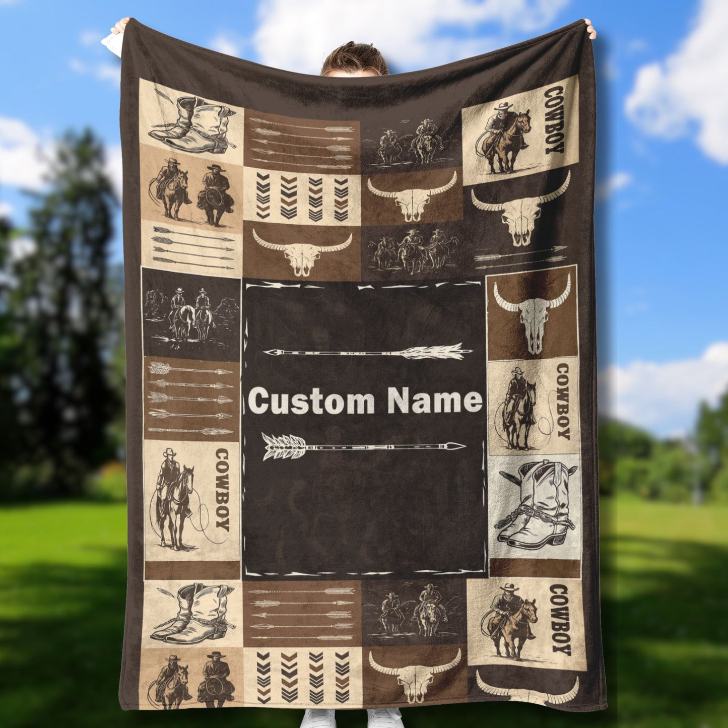 Personalized Cowboy Blanket – Custom Name