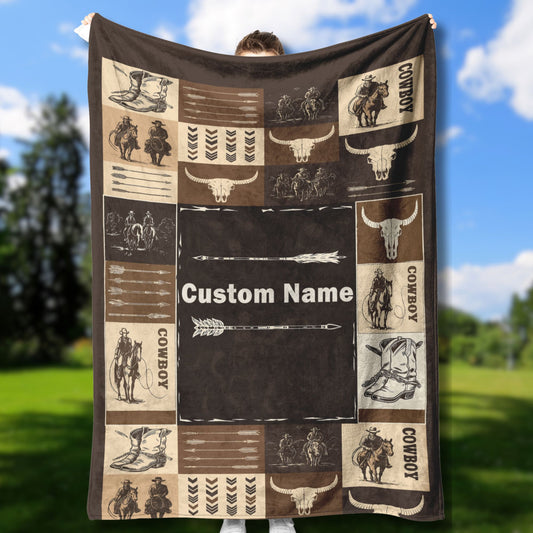 Personalized Cowboy Blanket – Custom Name
