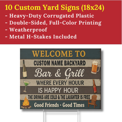 24x18 Custom Backyard Bar & Grill Sign – Double Sided