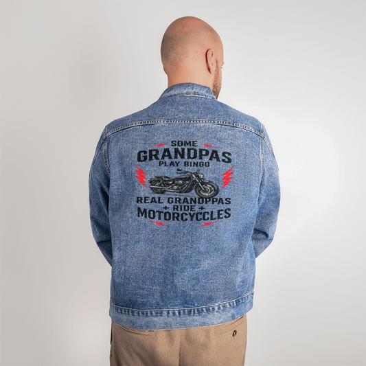 Real Grandpas Ride Motorcycles" – Men's Custom Denim Jacket