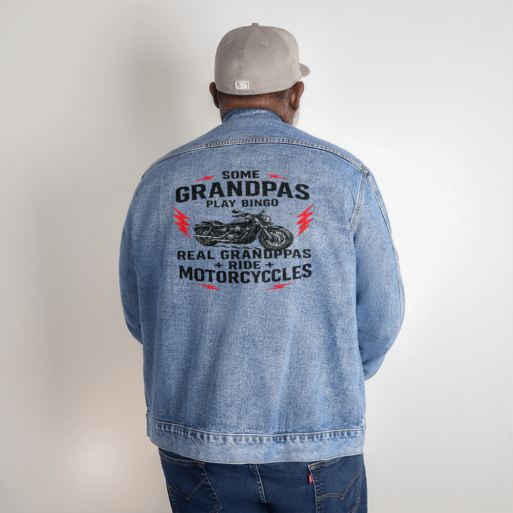 Real Grandpas Ride Motorcycles" – Men's Custom Denim Jacket