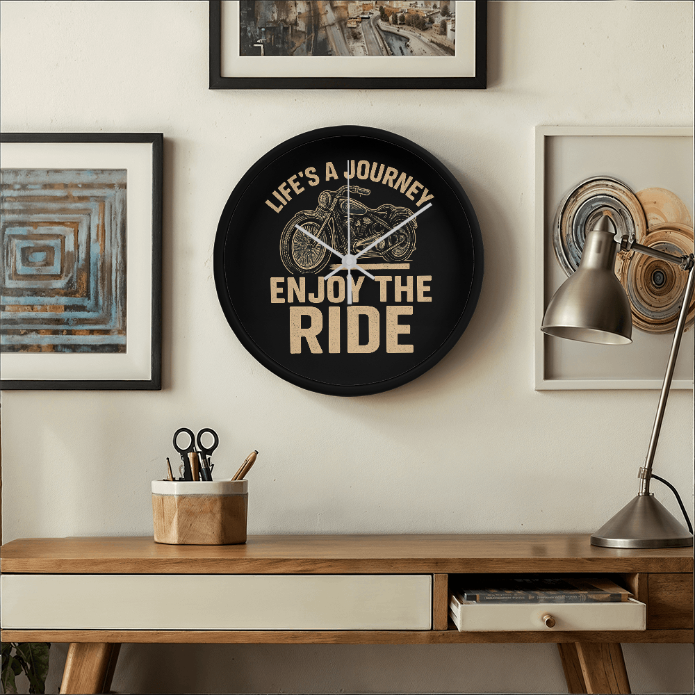 Life's a Journey, Enjoy the Ride" – 10" Wood Frame Wall Clock
