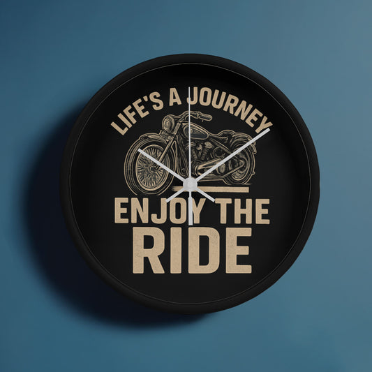 Life's a Journey, Enjoy the Ride" – 10" Wood Frame Wall Clock