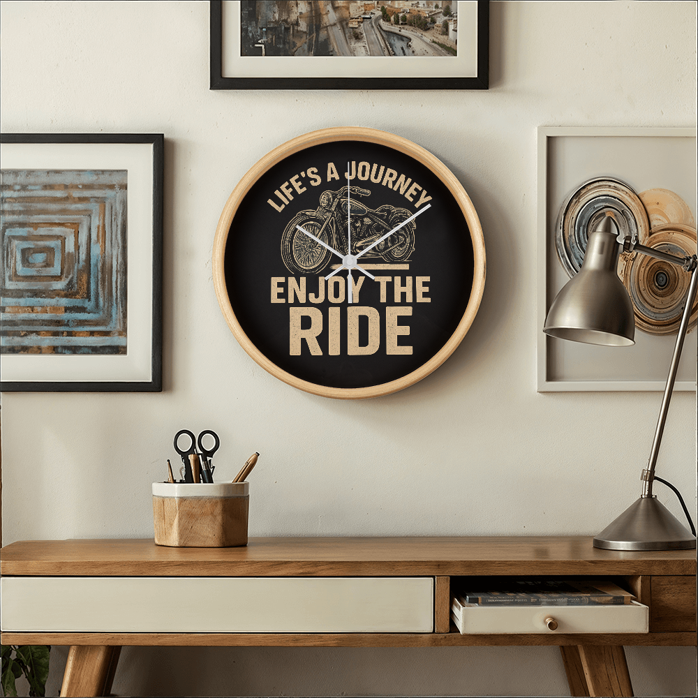 Life's a Journey, Enjoy the Ride" – 10" Wood Frame Wall Clock