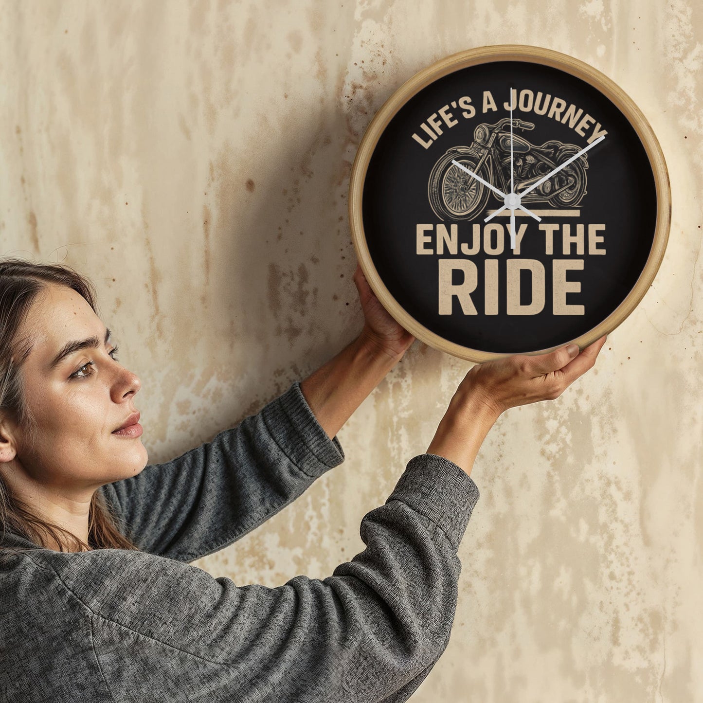 Life's a Journey, Enjoy the Ride" – 10" Wood Frame Wall Clock