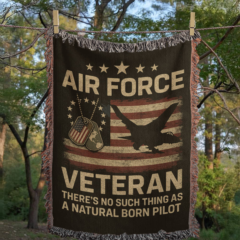 Heirloom-Quality Woven Blanket – Air Force Veteran Tribute – 100% Cotton