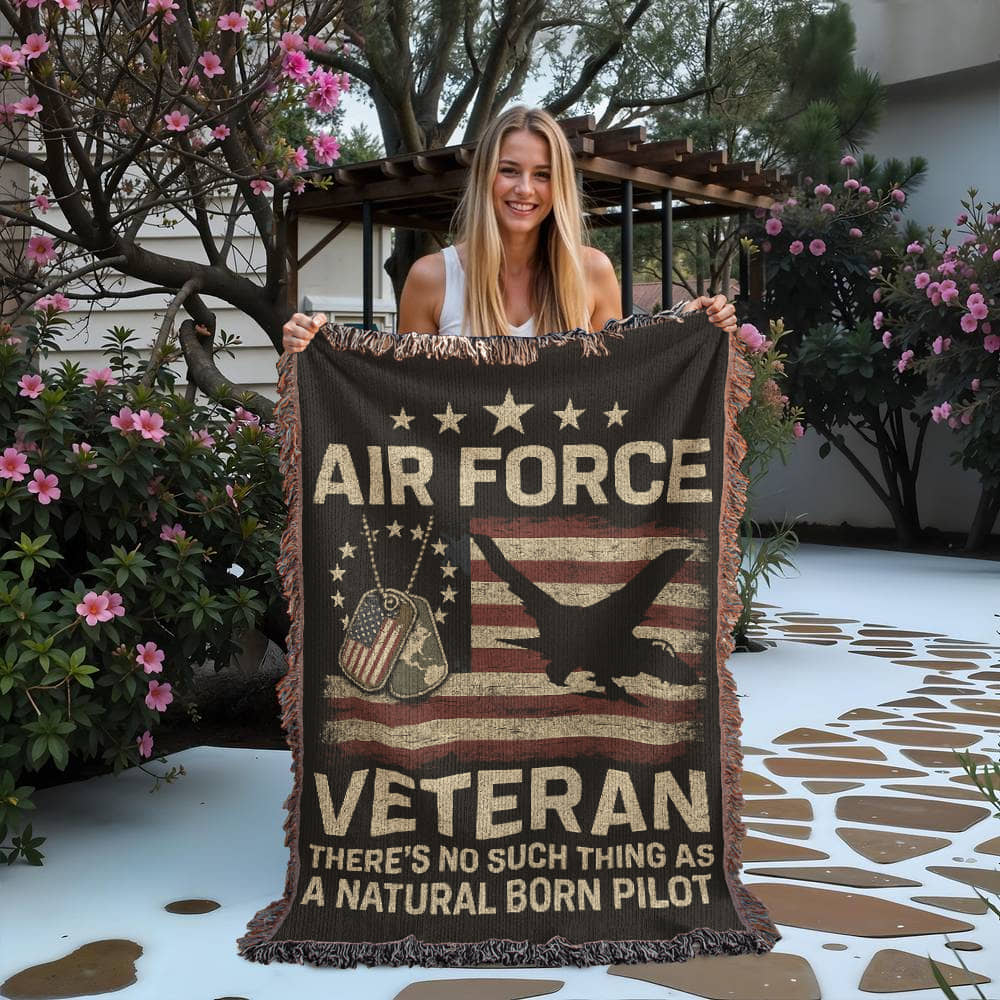 Heirloom-Quality Woven Blanket – Air Force Veteran Tribute – 100% Cotton