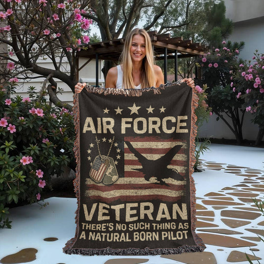 Heirloom-Quality Woven Blanket – Air Force Veteran Tribute – 100% Cotton