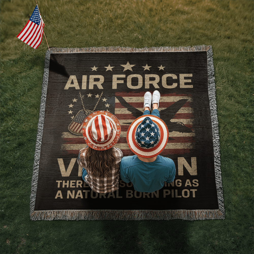 Heirloom-Quality Woven Blanket – Air Force Veteran Tribute – 100% Cotton