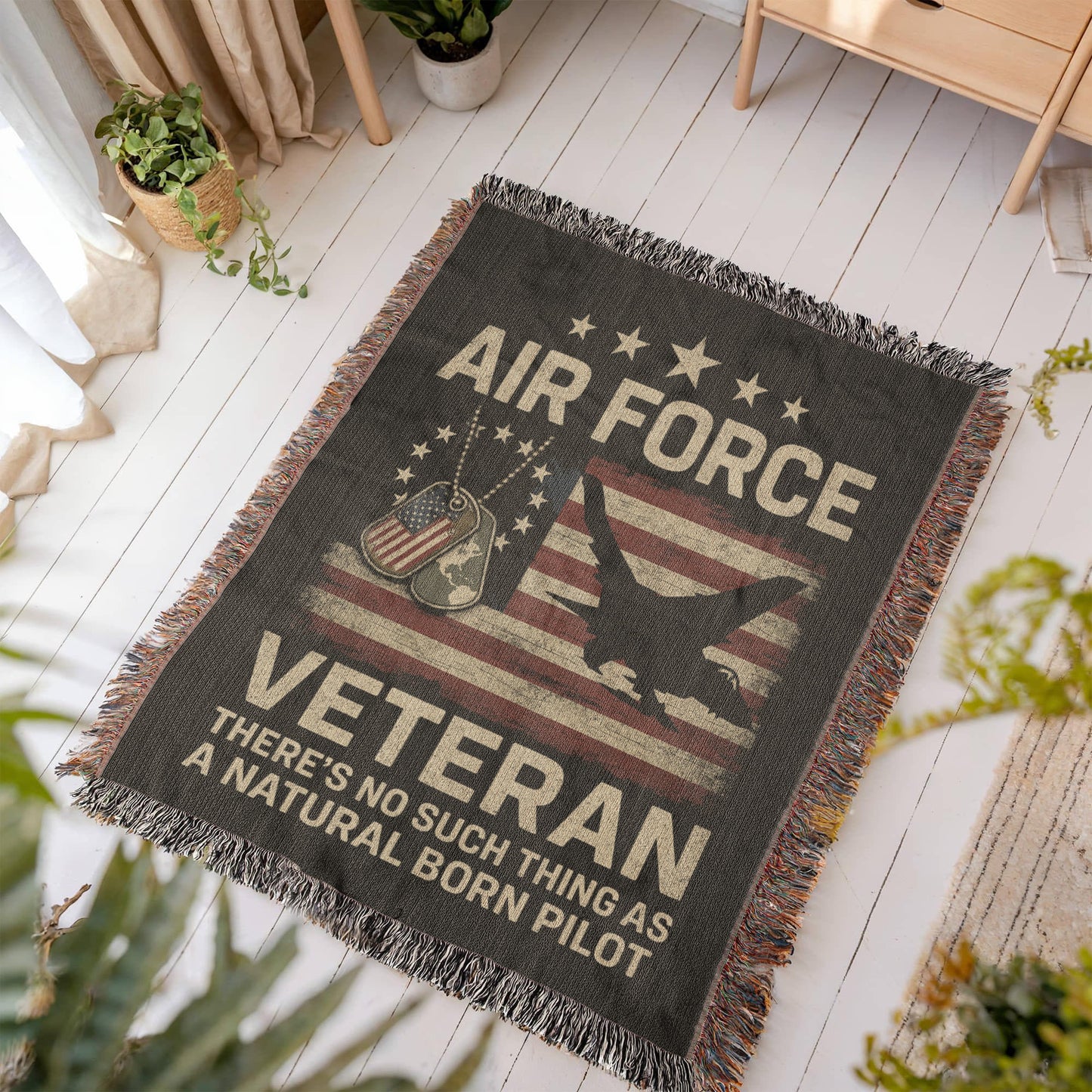 Heirloom-Quality Woven Blanket – Air Force Veteran Tribute – 100% Cotton