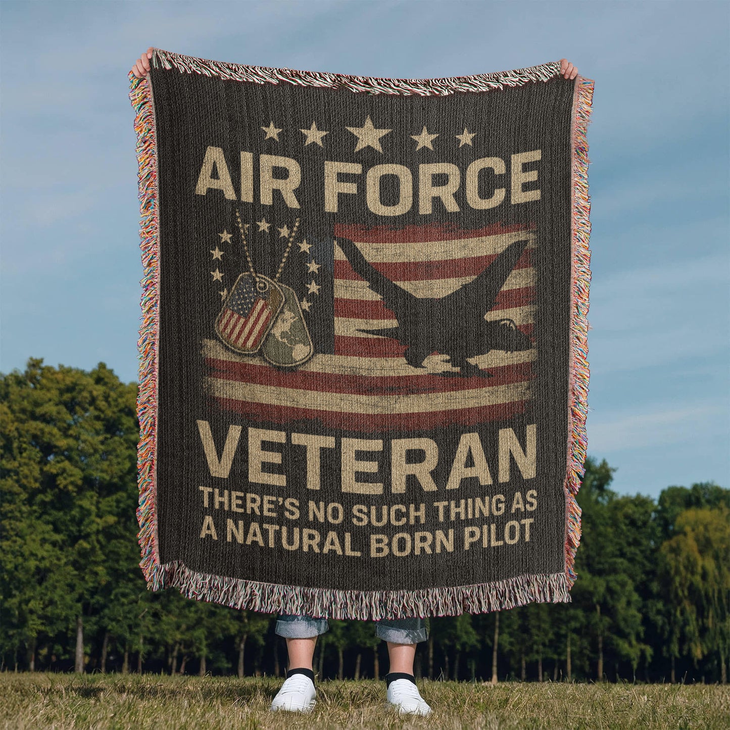 Heirloom-Quality Woven Blanket – Air Force Veteran Tribute – 100% Cotton