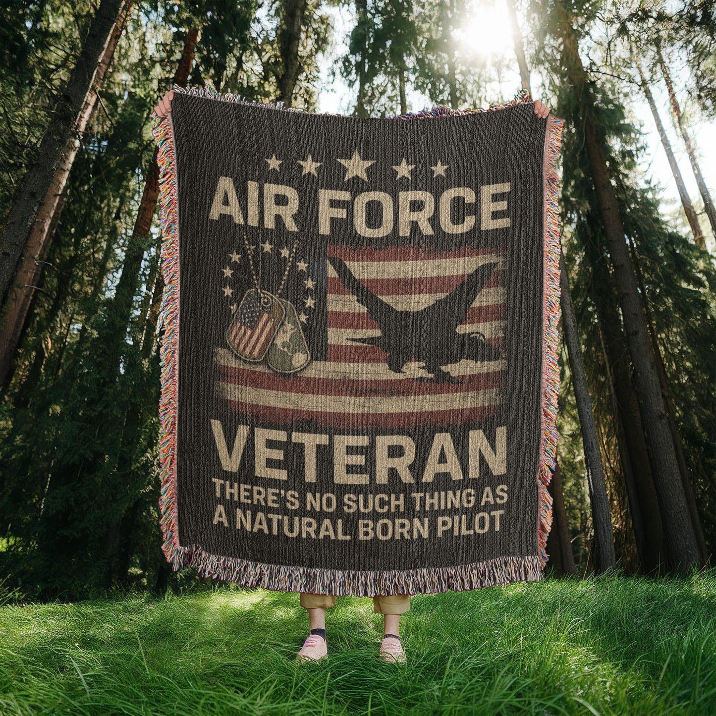 Heirloom-Quality Woven Blanket – Air Force Veteran Tribute – 100% Cotton