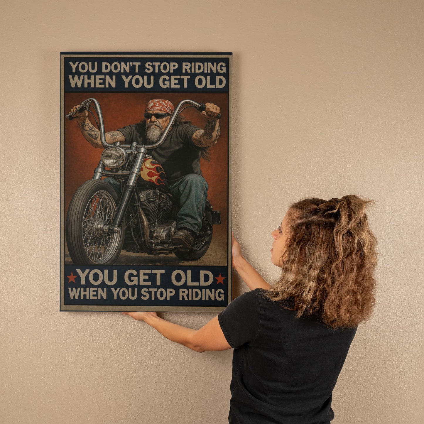 You Don’t Stop Riding – Gallery Wrapped Biker Canvas – Available in 16"x12" & 24"x16"