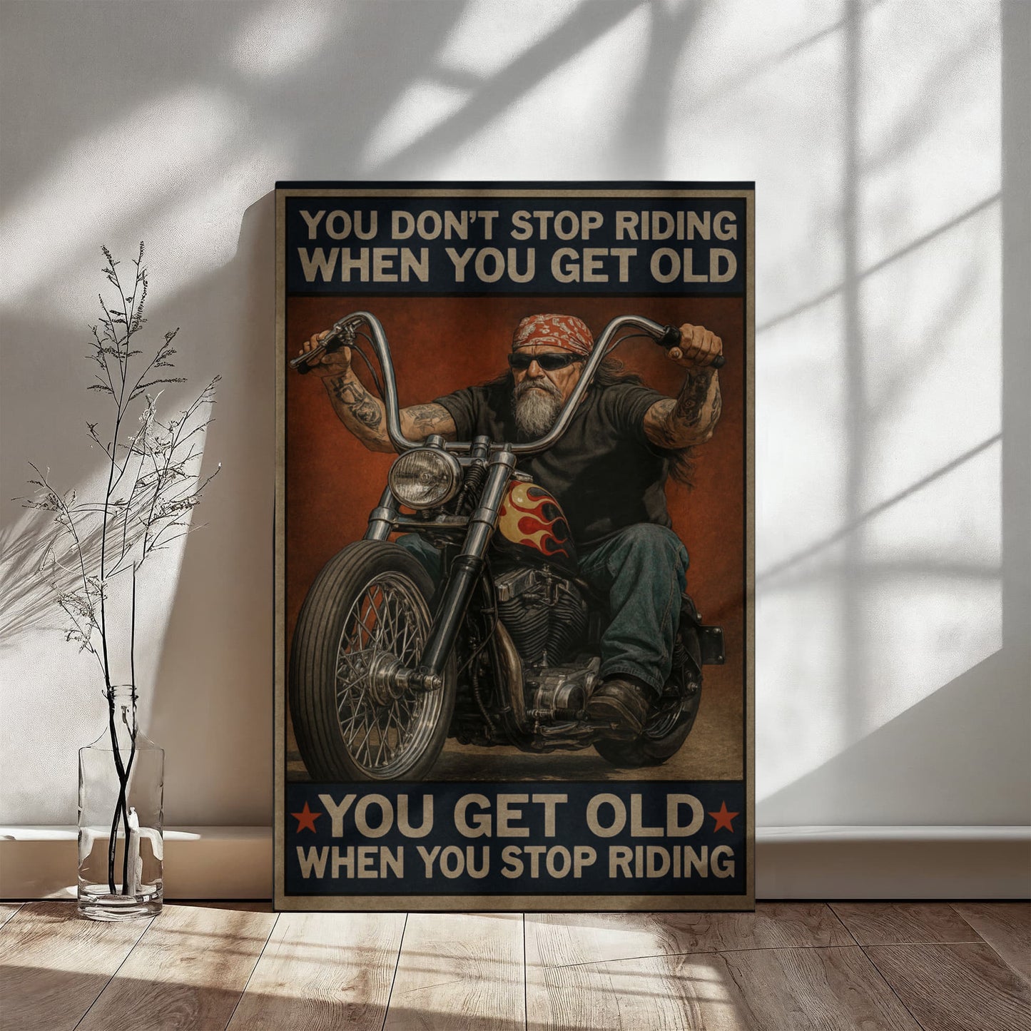 You Don’t Stop Riding – Gallery Wrapped Biker Canvas – Available in 16"x12" & 24"x16"